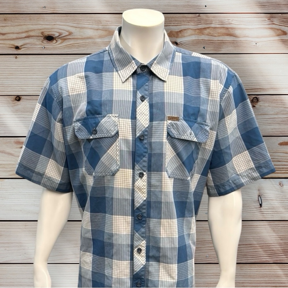 Orvis Blue White Plaid Short Sleeve Men’s Outdoors Vented Shirt Size XXL 2XL